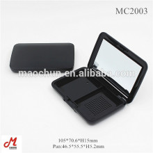 MC2003 rectángulo negro 2 bloques de polvo cosmético contenedor compacto con espejo